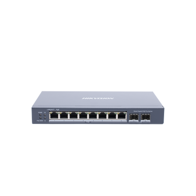 [DS-3E1510P-SI] Switch Gigabit PoE+ / Administrable / 8 Puertos Gigabit PoE+ / 2 Puertos SFP / Configuración Remota desde Hik-PartnerPro / PoE Hasta 300 Metros / 110 W
