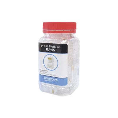 [LP-5SP] Bote con 100 Piezas de Plug Modular RJ45 Cat5e blindado, chapado de oro a 50 micras para durabilidad extrema