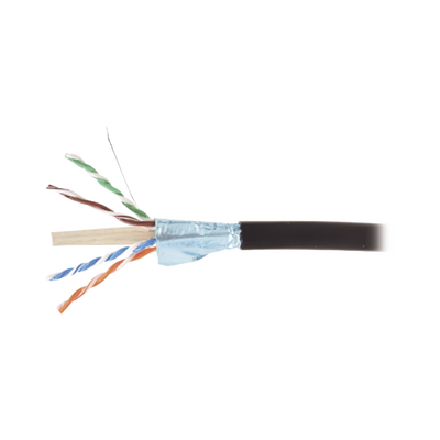 [9A6O4-A5-01AR1A] Bobina de Cable Blindado F/UTP de 4 Pares, Para Exterior con Gel, Cat6A (23 AWG), Industrial para Climas Extremos, Enterrado Directo, Color Negro, 305 m