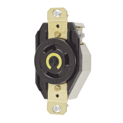 [HUB-HBL-2610] Receptáculo de Media Vuelta Industrial 30 A 125 V CA 2 Polos 3 Hilos (Nema L5-30R) Color Negro.