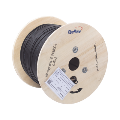 [IC-FIG8A2-1C] Carrete de 1 km de Fibra Óptica Aérea Mini Figura 8 G.657A2 tipo Drop, Monomodo de 1 Hilo (unifibra), Color Negro