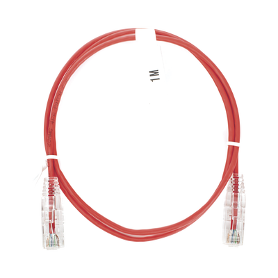 [LP-UT6-100-RD-28] Cable de Parcheo Slim UTP Cat6 - 1 metro, Rojo, Diámetro Reducido (28 AWG)