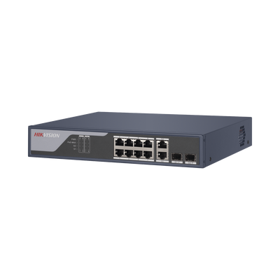 [DS-3E1310P-SI] Switch PoE+ / Administrable / Uso en Rack (1 U) / 8 Puertos PoE+ / 2 Puertos SFP / 2 Puertos Uplink Gigabit / Configuración Remota desde Hik-PartnerPro / PoE Hasta 300 Metros / 125 W