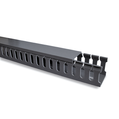 [TMR-45G] Canaleta ranurada con tapa, color gris de 2 metros