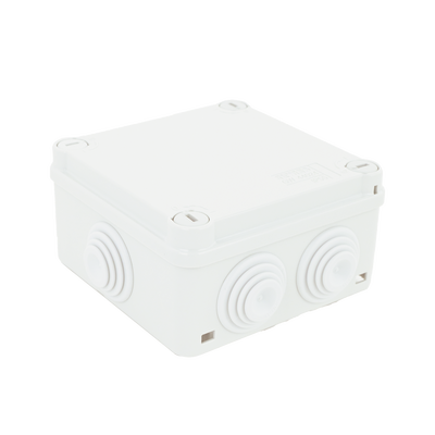 [GW-44-024] Caja de derivación de PVC Auto-extinguible con 6 entradas, tapa y tornillo de media vuelta de 1/4", 100x100x50 MM (Medidas internas, mayor área permisible para el cable, Para exterior (IP55)