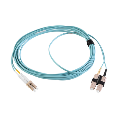 [FJ2-LCSC5L-02AQ] Jumper de Fibra Óptica Multimodo 50/125 XGLO OM3, LC-SC Duplex, OFNR, Color Aqua, 2 Metros