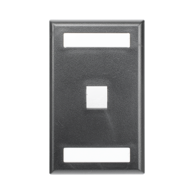 [NK1FBL] Placa de Pared Vertical, Salida Para 1 Puerto Keystone, Con Espacios Para Etiquetas, Color Negro
