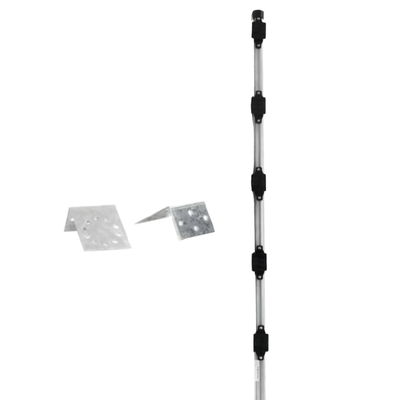 [SYS-POST-3-V2] Poste con altura de 1m para cercos eléctricos/ Incluye base multiposicion fabricado 100% con acero galvanizado con 5 aisladores de paso