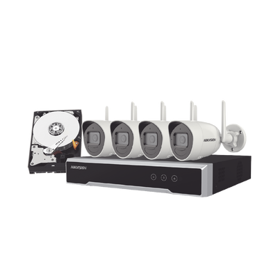 [NK42W0H-1T(WD)(D)] Kit IP Inalámbrico 1080p / NVR 4 Canales / 4 Cámaras Bala para Exterior / 1 HDD de 1 TB / Modo Repetidor