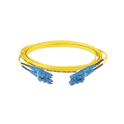 [F92ERLNLNSNM003] Jumper de Fibra Optica Monomodo 9/125 OS2, LC-LC Duplex, OFNR (Riser), Color Amarillo, 3 Metros
