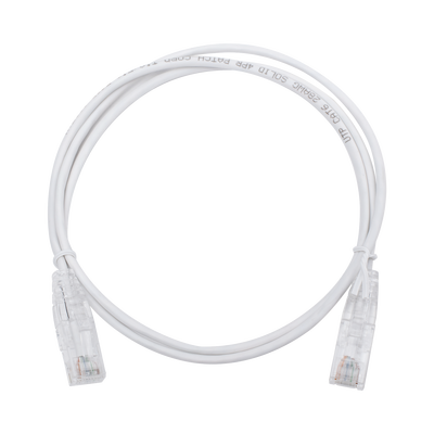 [LP-UT6-100-WH28] Cable de Parcheo Slim UTP Cat6 - 1 metro, Blanco, Diámetro Reducido (28 AWG)