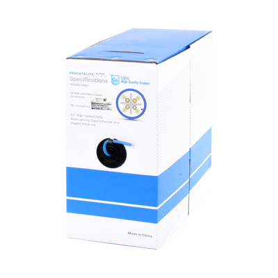 [PRO-CAT-6-LITE] Bobina de cable de 305 metros Cat6, CM, 24 AWG, Alto Rendimiento, ETL, UL, color azul, super flexible, para aplicaciones de videovigilancia, video HD, y redes de datos. Uso interior