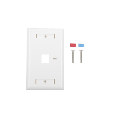 [LP-FP-21] Placa de pared de 1 puerto, Keystone, con espacio para etiqueta, Color Blanco