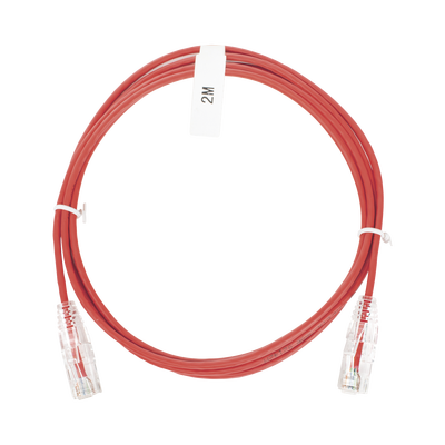[LP-UT6-200-RD-28] Cable de Parcheo Slim UTP Cat6 - 2 m Rojo Diámetro Reducido (28 AWG)