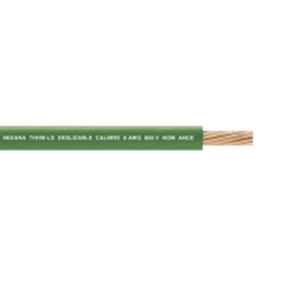 [SLY-291-GRN/300] 6 AWG / Cable Eléctrico / 1 Conductor /  Cobre /  Recubierto THW-LS / 19 Hilos / Color Verde / 300 metros